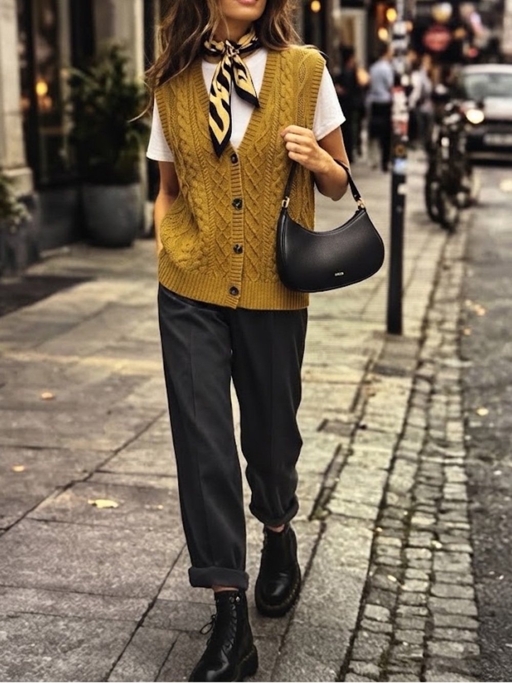 Simons Knit Vneck Sweater Vest Mustard Yellow Button Up Medium
